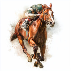 Obraz premium Majestic Racehorse and Jockey in Action , PNG isolated cut out image
