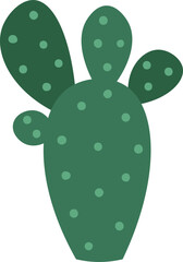 Minimalist vector illustration featuring a nopal cactus with rounded paddles and distinct areoles, embodying the resilience of desert flora and drought resistant plants in arid environments