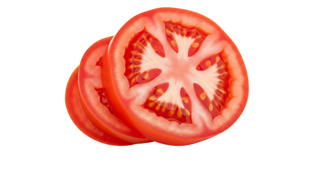 Fresh tomato slices healthy food red tomatoes ingredient vegetable slice cooking salad organic diet on transparent background