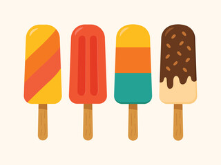colorful popsicle vector set. summer design. 
