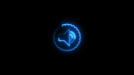 Neon Play button icon illustration, on black background. Digital Neon Music play button symbol background illustration 4k.