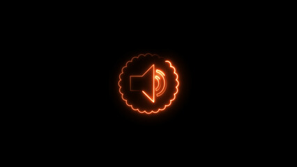Neon Play button icon illustration, on black background. Digital Neon Music play button symbol background illustration 4k.