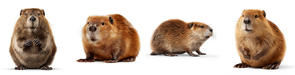 Collection set of Beaver isolated on white background