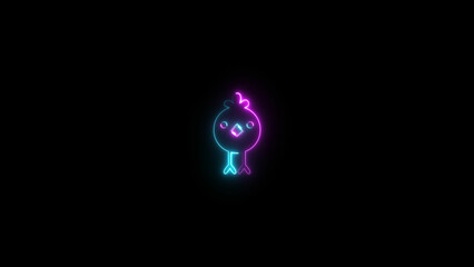 neon light candle icon isolated, on black background 4k illustration.