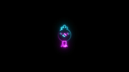 neon light candle icon isolated, on black background 4k illustration.