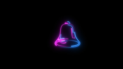 Abstract neon light bell icon illustration, highlight notifications and alerts with vibrant effect.