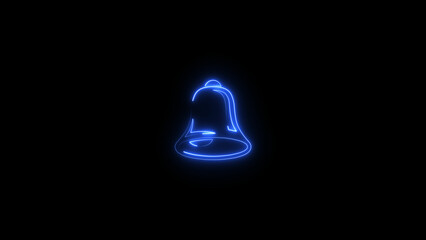 Abstract neon light bell icon illustration, highlight notifications and alerts with vibrant effect.