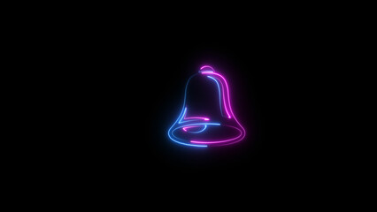 Abstract neon light bell icon illustration, highlight notifications and alerts with vibrant effect.