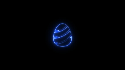 Abstract neon light egg icon illustration. Easter egg icon background. Traditional food for spring holiday 4k.
