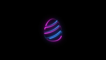 Abstract neon light egg icon illustration. Easter egg icon background. Traditional food for spring holiday 4k.