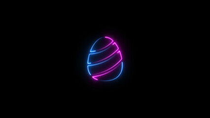 Abstract neon light egg icon illustration. Easter egg icon background. Traditional food for spring holiday 4k.