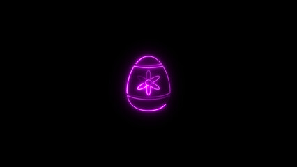 Abstract neon light egg icon illustration. Easter egg icon background. Traditional food for spring holiday 4k.