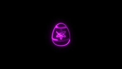 Abstract neon light egg icon illustration. Easter egg icon background. Traditional food for spring holiday 4k.