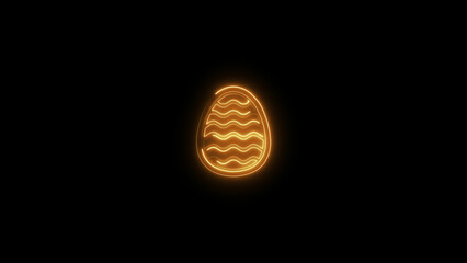 Abstract neon light egg icon illustration. Easter egg icon background. Traditional food for spring holiday 4k.