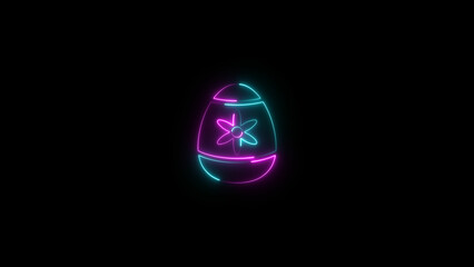 Abstract neon light egg icon illustration. Easter egg icon background. Traditional food for spring holiday 4k.
