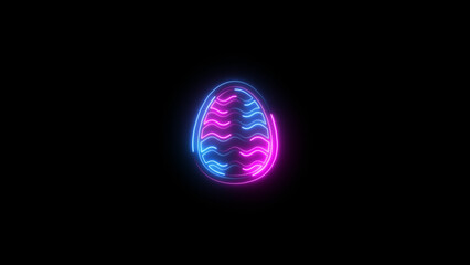 Abstract neon light egg icon illustration. Easter egg icon background. Traditional food for spring holiday 4k.