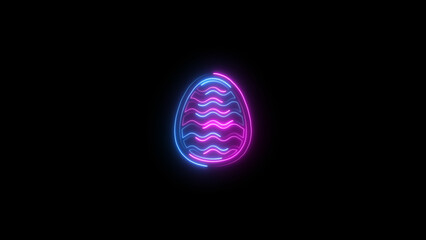 Abstract neon light egg icon illustration. Easter egg icon background. Traditional food for spring holiday 4k.
