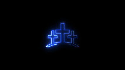 Obraz premium Glowing Neon Bible icon illustration. Christhian logo icon background illustration.