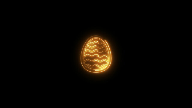 Abstract neon light egg icon illustration. Easter egg icon background. Traditional food for spring holiday 4k.