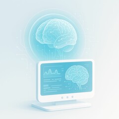 Futuristic Brain Health Monitor – Holographic Neural Scan Medical Illustration

