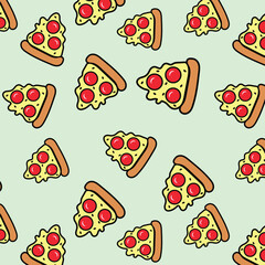 Seamless Pizza Pattern Hand Drawn Doodle Style Vector Background for Fast Food, Italian Cuisine, and Restaurant Design