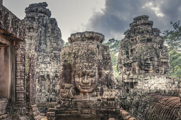 Tête de bouddha au temple d'Angkor Thom
