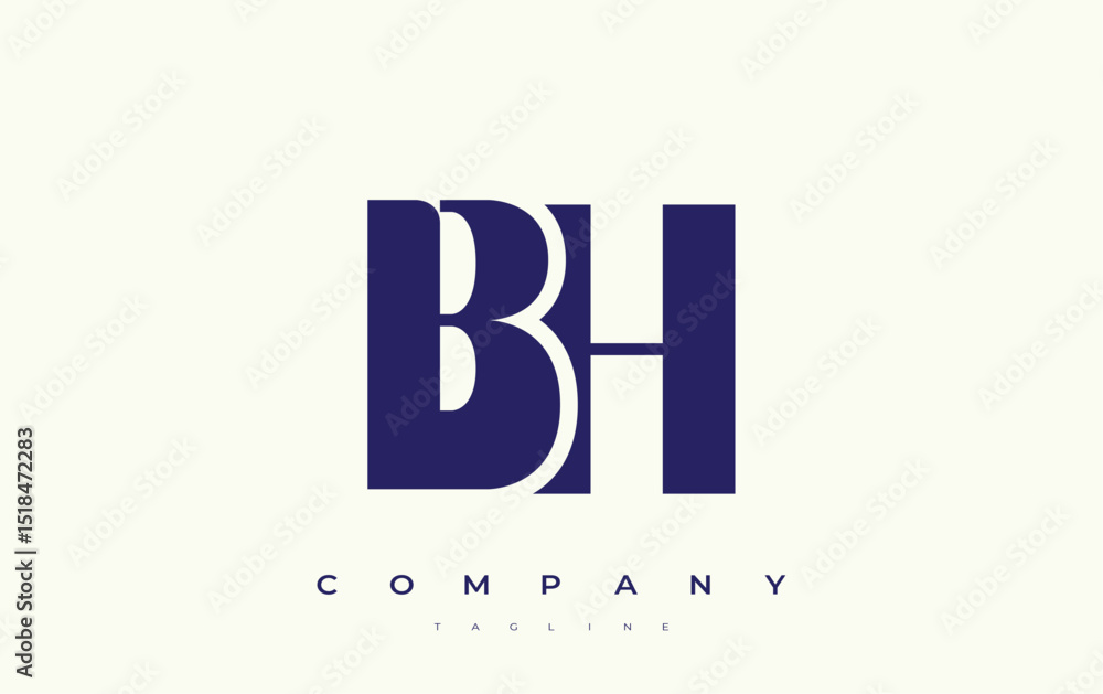Fototapete bh abstract geometric logo design. modern and elegant logo design with simplistic typography element