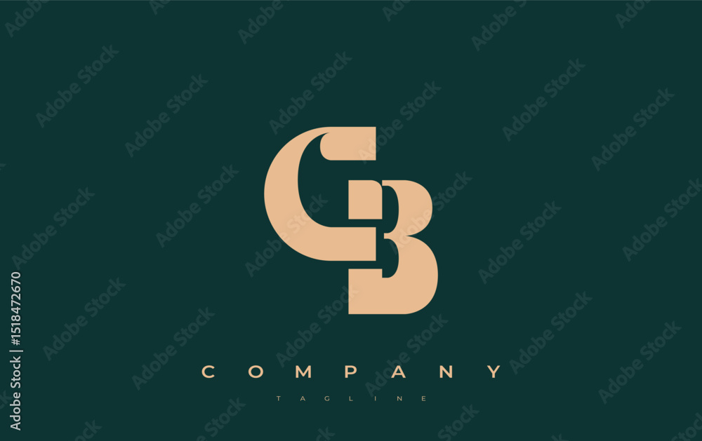 Fototapete cb abstract geometric logo design. modern and elegant logo design with simplistic typography element