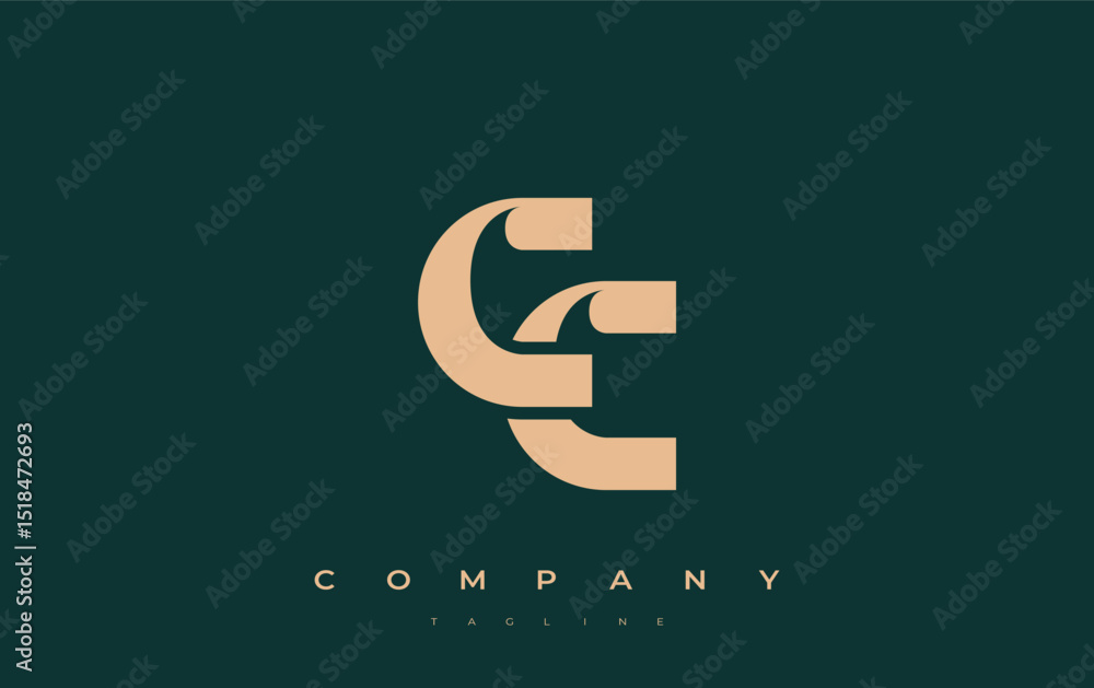 Fototapete cc abstract geometric logo design. modern and elegant logo design with simplistic typography element