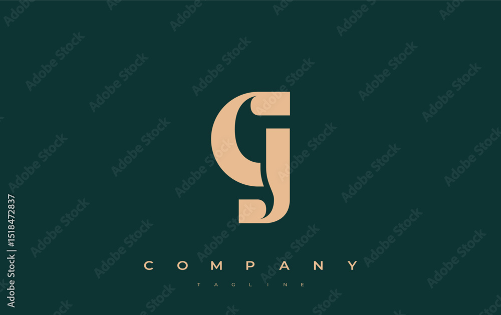 Fototapete cj abstract geometric logo design. modern and elegant logo design with simplistic typography element