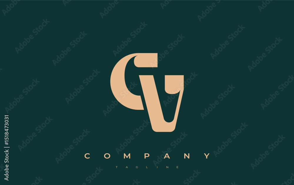 Fototapete cv abstract geometric logo design. modern and elegant logo design with simplistic typography element
