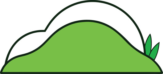 grassy hilltop outline vector art illustration
