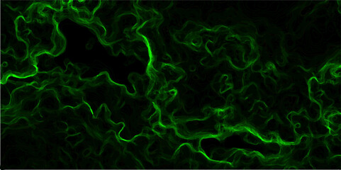 Abstract dark background vivid neon green smoke or plasma-like wisps swirling against a black void.  Fluid and dynamic, with glowing, thread-like filaments creating intricate patterns  sci-fi digital 