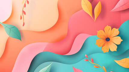 Floral Artistry: A serene and captivating abstract illustration, showcasing the delicate beauty of nature through soft, layered shapes and vibrant color.