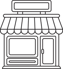 Cute Cartoon Storefront Line Art for Kids&rsquo; Coloring Book Page