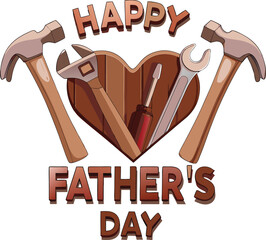 Happy fathers day design with tools in a heart shape perfect for greeting cards or social media posts celebrating dads