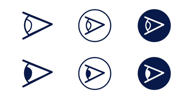 Eye side icon set in black filled and stroke line style. vector illustration.
