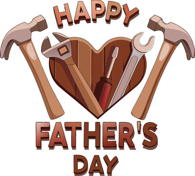 Happy fathers day design with tools in a heart shape perfect for greeting cards or social media posts celebrating dads