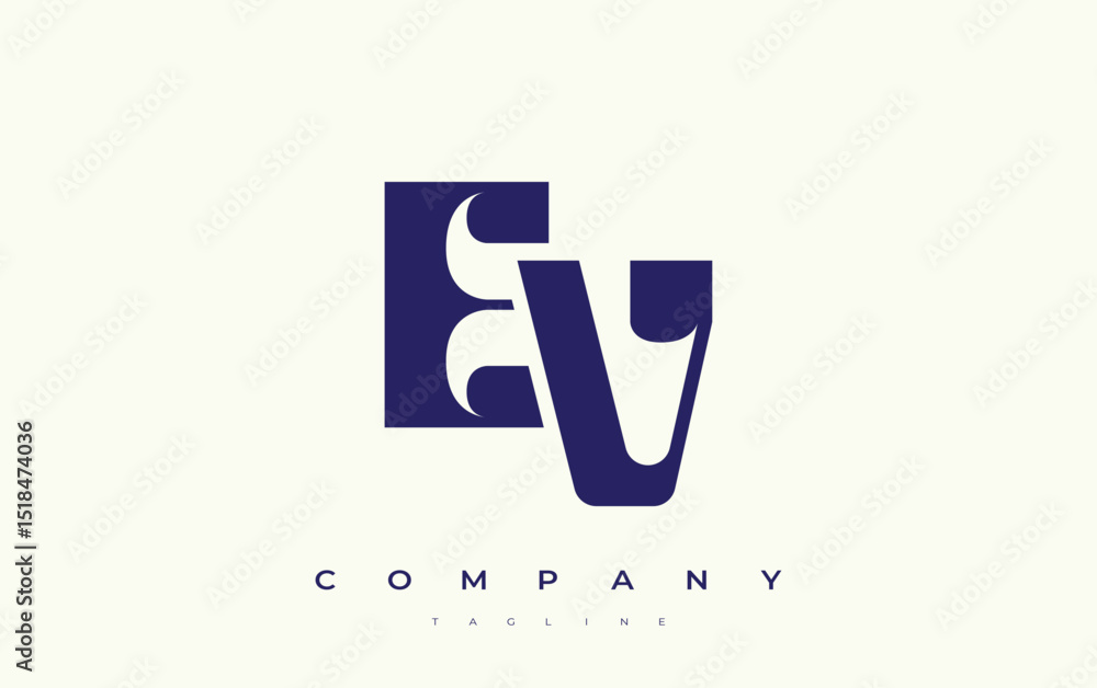 Fototapete ev abstract geometric logo design. modern and elegant logo design with simplistic typography element