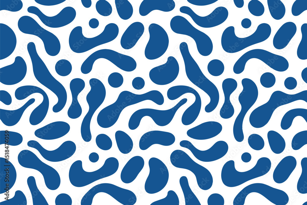 Poster seamless blue blob abstract pattern background design for decorative elements and creative projects