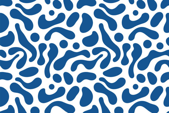 Seamless blue blob abstract pattern background design for decorative elements and creative projects