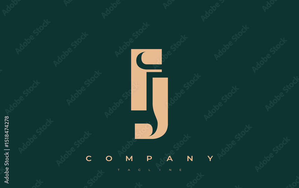 Fototapete fj abstract geometric logo design. modern and elegant logo design with simplistic typography element