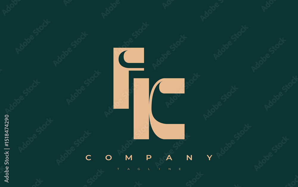 Fototapete fk abstract geometric logo design. modern and elegant logo design with simplistic typography element