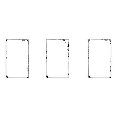 Three blank rectangular frames with grunge edges