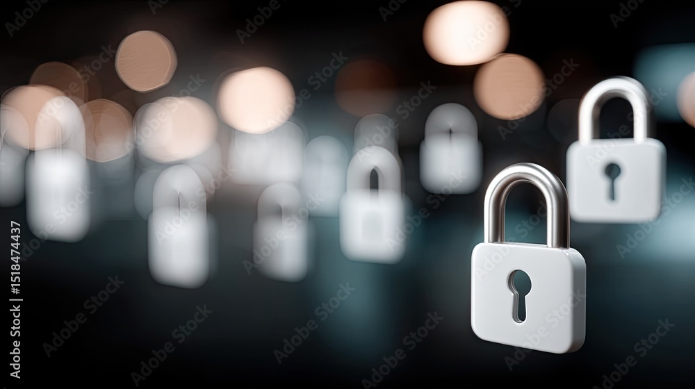 Poster blue background features padlock icons and binary code, highlighting the importance of data protecti