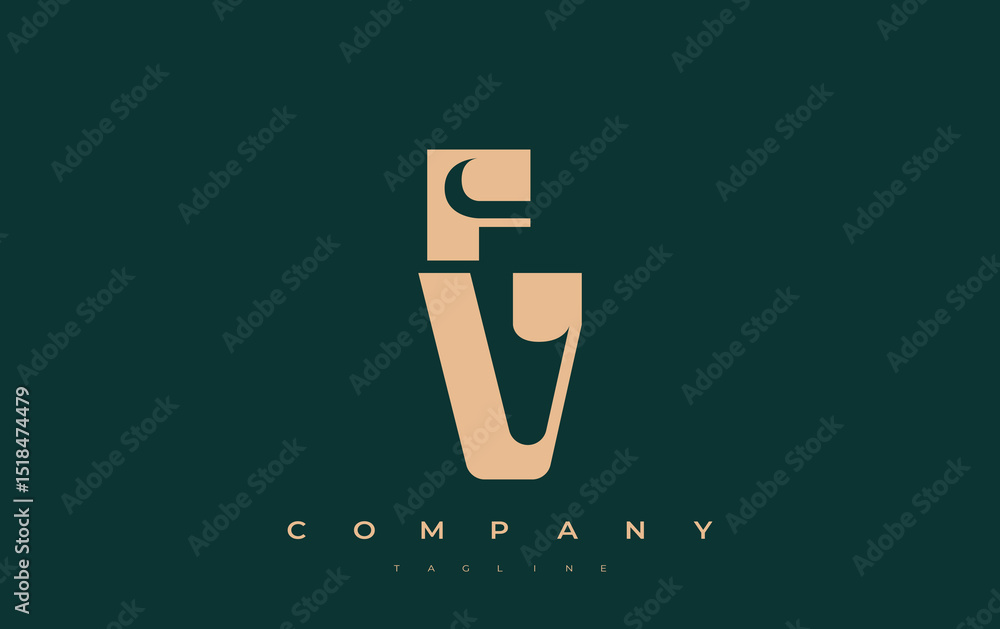 Fototapete fv abstract geometric logo design. modern and elegant logo design with simplistic typography element