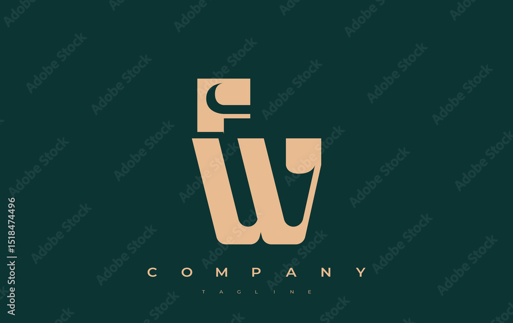 Fototapete fw abstract geometric logo design. modern and elegant logo design with simplistic typography element