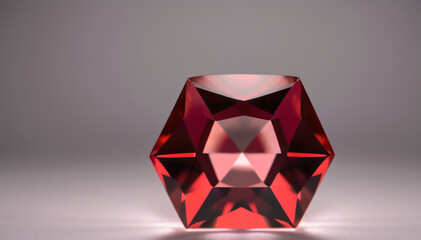 Polished Red Gem on Pink Surface – Elegant Jewel Macro Photography