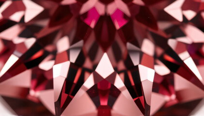 Shiny Ruby Crystal with Geometric Cuts – Close-Up of Precious Stone