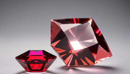 Shiny Ruby Crystal with Geometric Cuts – Close-Up of Precious Stone